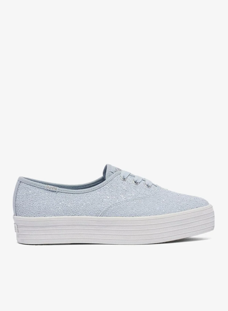 Keds Keds Women's Point Lace Up Platform Glitter Textile Casual Sneaker Blue